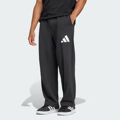 Rückansicht von adidas Essentials Wide Leg 3 Bar Logo Hose Trainingshose Herren Black / White