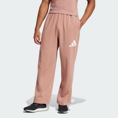 Rückansicht von adidas Essentials Wide Leg 3 Bar Logo Hose Trainingshose Herren Warm Clay / White