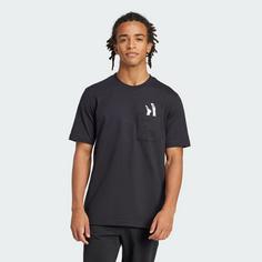 Rückansicht von adidas Lounge Slides Graphic Pocket T-Shirt T-Shirt Herren Black