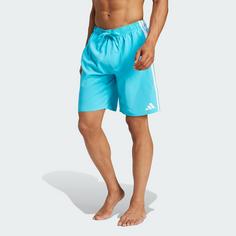 Rückansicht von adidas 3-Streifen 8-Inch Badeshorts Badeshorts Herren Lucid Cyan / White