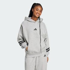 Rückansicht von adidas Future Icons 3-Streifen Hoodie Hoodie Damen Medium Grey Heather