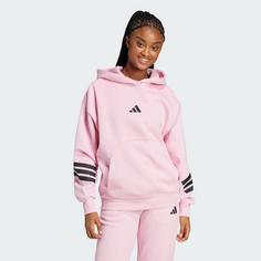 Rückansicht von adidas Future Icons 3-Streifen Hoodie Hoodie Damen True Pink