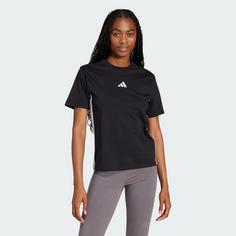 Rückansicht von adidas Essentials 3-Streifen Cotton T-Shirt Langarmshirt Damen Black / White