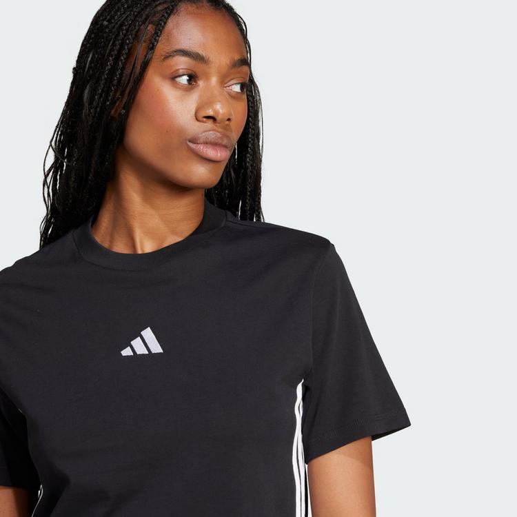 adidas adidas Essentials 3-Streifen Cotton T-Shirt Langarmshirt Damen - Black / White - 0 | SportScheck