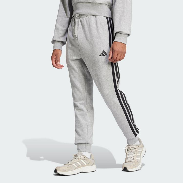 adidas adidas Essentials 3-Streifen French Terry Hose Trainingshose Herren - Medium Grey Heather / Black - 0 | SportScheck