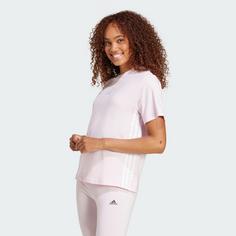 Rückansicht von adidas Essentials 3-Streifen Cotton T-Shirt Langarmshirt Damen Clear Pink / White