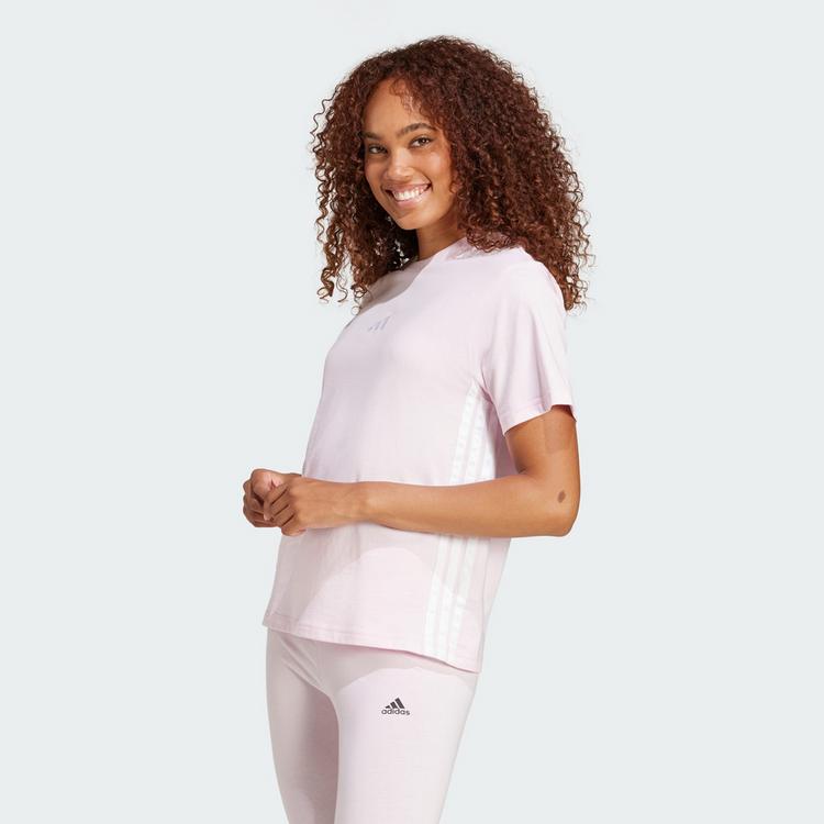 adidas adidas Essentials 3-Streifen Cotton T-Shirt Langarmshirt Damen - Clear Pink / White - 0 | SportScheck