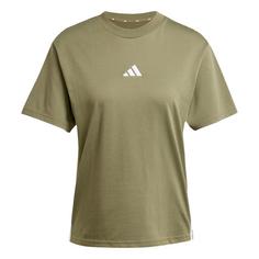 adidas Essentials 3-Streifen Cotton T-Shirt Langarmshirt Damen Olive Strata / White