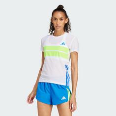 Rückansicht von adidas Adizero Retro Running T-Shirt T-Shirt Damen White / Lucid Lemon
