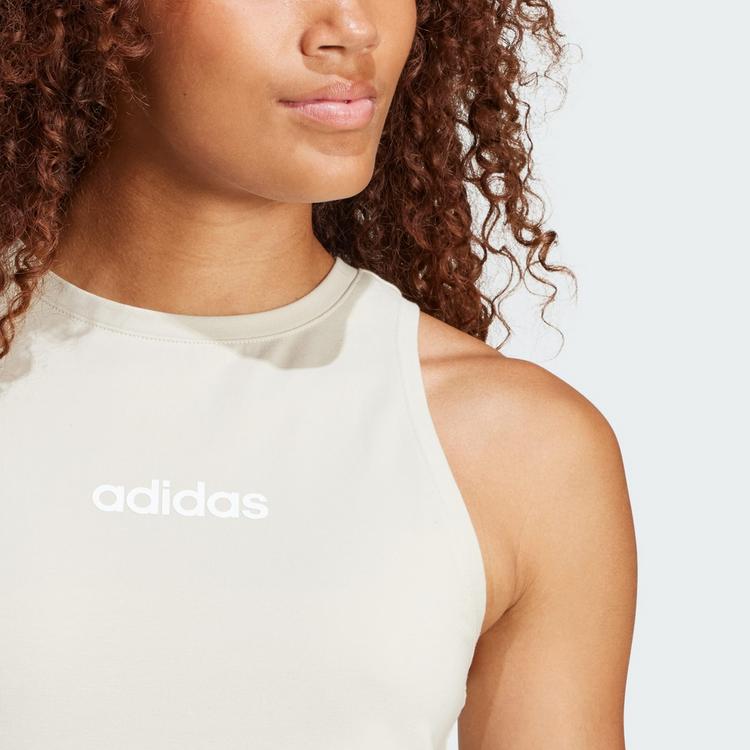 adidas adidas Essentials Linear Slim Cotton Tanktop Langarmshirt Damen - Beige / White - 0 | SportScheck