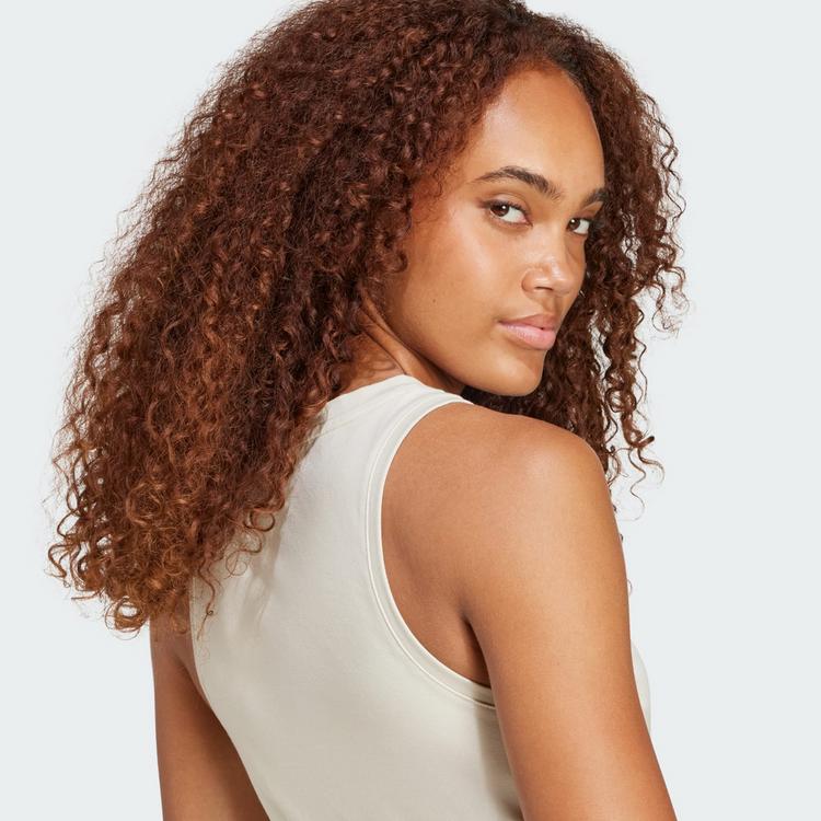 adidas adidas Essentials Linear Slim Cotton Tanktop Langarmshirt Damen - Beige / White - 1 | SportScheck