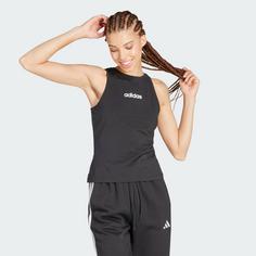 Rückansicht von adidas Essentials Linear Slim Cotton Tanktop Langarmshirt Damen Black / White