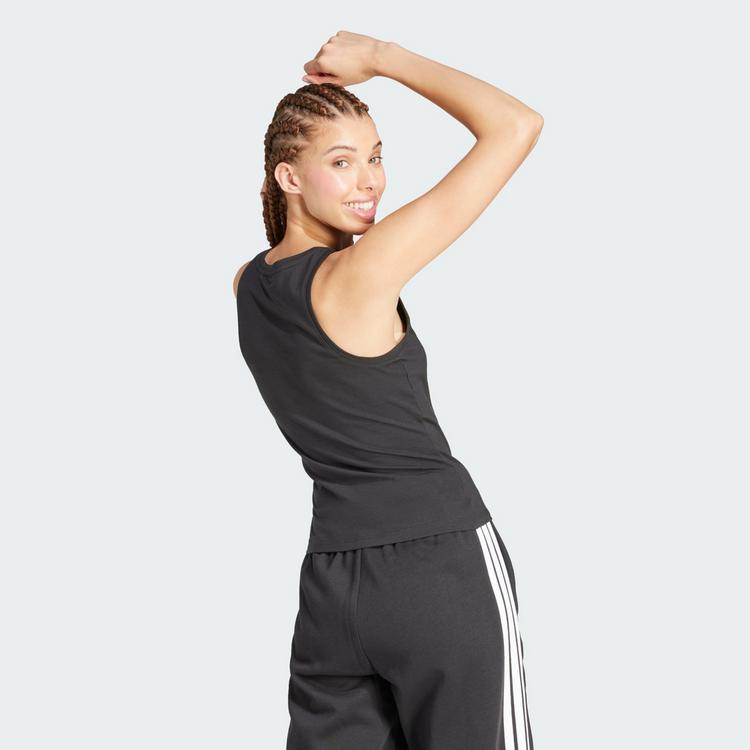 adidas adidas Essentials Linear Slim Cotton Tanktop Langarmshirt Damen - Black / White - 1 | SportScheck