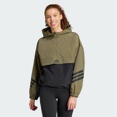 Rückansicht von adidas Future Icons 3-Streifen Windbreaker Windbreaker Damen Olive Strata