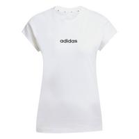 adidas Essentials Linear Cotton T-Shirt Langarmshirt Damen - White / Black