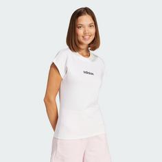 Rückansicht von adidas Essentials Linear Cotton T-Shirt Langarmshirt Damen White / Black
