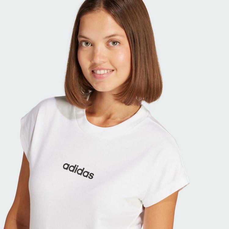 adidas adidas Essentials Linear Cotton T-Shirt Langarmshirt Damen - White / Black - 0 | SportScheck