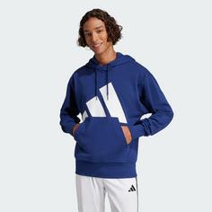 Rückansicht von adidas Essentials Big Logo French Terry Hoodie Hoodie Herren Dark Blue / White