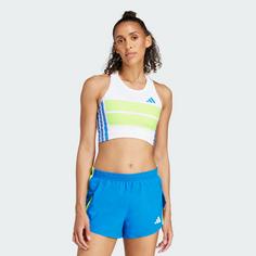Rückansicht von adidas Adizero Retro Running Crop-Top Croptop Damen White / Lucid Lemon