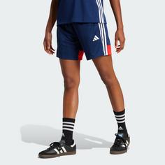 Rückansicht von adidas Tiro 25 Essentials Shorts Fußballshorts Damen Team Navy / Red