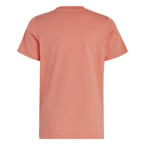 Rückansicht von adidas Essentials 3-Streifen Cotton T-Shirt T-Shirt Kinder Semi Coral Fusion / White