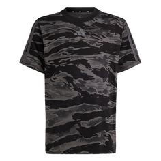 adidas Seasonal Essentials Camo Kids T-Shirt T-Shirt Kinder Black / Grey Five