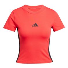 adidas Essentials 3-Streifen Slim Baby T-Shirt Langarmshirt Damen Pure Ruby / Black