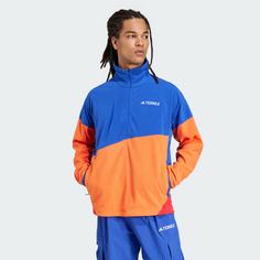 Rückansicht von adidas TERREX Multi Climawarm Fleece Oberteil Funktionssweatshirt Herren Semi Lucid Blue / Semi Impact Orange / Pure Ruby