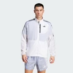 Rückansicht von adidas Own the Run 3-Streifen Packable Jacke Laufjacke Herren White