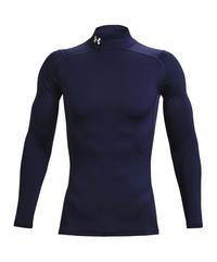 Under Armour Baselayer ColdGear Comp Mock T-Shirt Laufshirt Herren - blauweiss