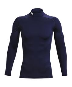 Under Armour Baselayer ColdGear Comp Mock T-Shirt Laufshirt Herren blauweiss