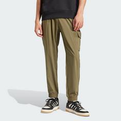 Rückansicht von adidas Essentials Small Logo Cargohose Cargohose Herren Olive Strata / Black