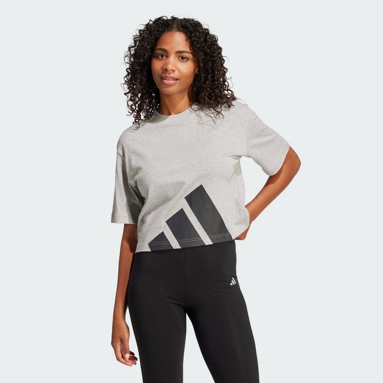 adidas adidas Essentials Big Logo Boyfriend T-Shirt Langarmshirt Damen - Medium Grey Heather / Black - 0 | SportScheck