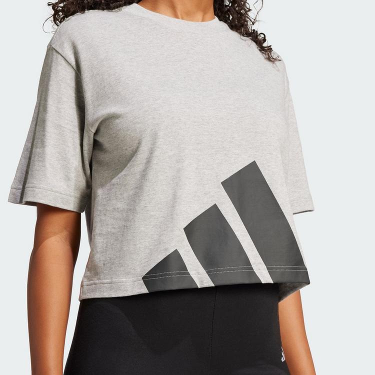 adidas adidas Essentials Big Logo Boyfriend T-Shirt Langarmshirt Damen - Medium Grey Heather / Black - 1 | SportScheck