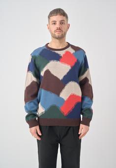 Rückansicht von Cleptomanicx Crewneck Mountains Strickpullover Herren Mountains