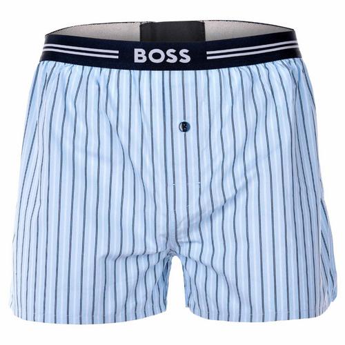 Rückansicht von Boss Web-Boxershorts Boxershorts Herren Hellgrau/Dunkelblau