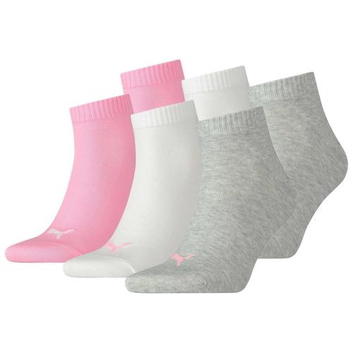 Rückansicht von PUMA Socken Freizeitsocken Grau/Rosa/Weiß