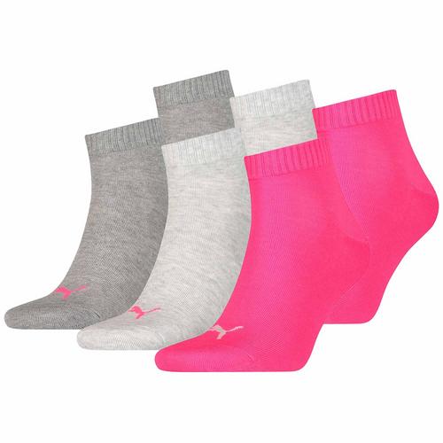 Rückansicht von PUMA Socken Freizeitsocken Grau/Pink