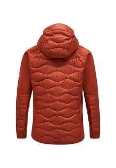 Rückansicht von Peak Performance M Helium Down Hybrid Hood Outdoorjacke Herren dunkelorange