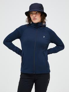 Rückansicht von Peak Performance W Rider Zip Hood Funktionsjacke Damen dunkelblau