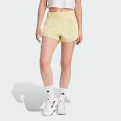 Rückansicht von adidas Pacer Essentials Knit High-Rise Shorts Funktionsshorts Damen Powder Yellow / White