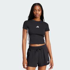 Rückansicht von adidas Essentials 3-Streifen Slim Baby T-Shirt Langarmshirt Damen Black / White