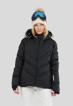 Rückansicht von FUNDANGO Elyra Fur Padded Skijacke Damen schwarz