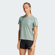 Rückansicht von adidas Own the Run T-Shirt T-Shirt Damen Silver Green