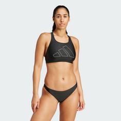 Rückansicht von adidas Big Bars Bikinioberteil Bikini Oberteil Damen Black / White