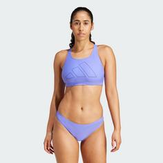 Rückansicht von adidas Big Bars Bikinioberteil Bikini Oberteil Damen Cobalt Blue / Dark Blue