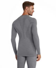 Rückansicht von Falke Wool-Tech Funktionsshirt Herren grey-heather (3757)