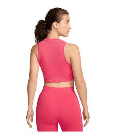 Rückansicht von Nike Essential Rib Crop Tanktop Damen Funktionstop Damen rosabeige