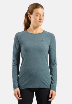 Rückansicht von Odlo ESSENTIAL SEAMLESS Laufshirt Damen provincial blue melange(21096)