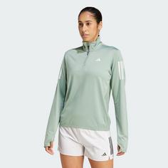 Rückansicht von adidas Own the Run Half-Zip Oberteil Funktionssweatshirt Damen Silver Green